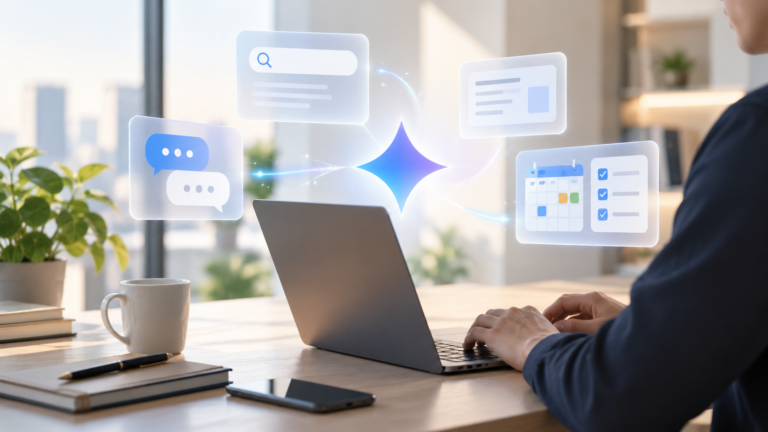 Google ChatのAsk Geminiで情報探索や予定管理を行うイメージい